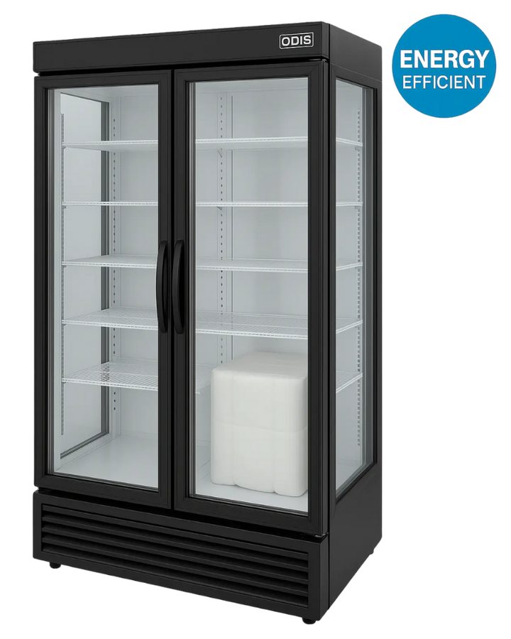 Energy-efficient double door upright 3-side display freezer, ODIS OIFV725BL3